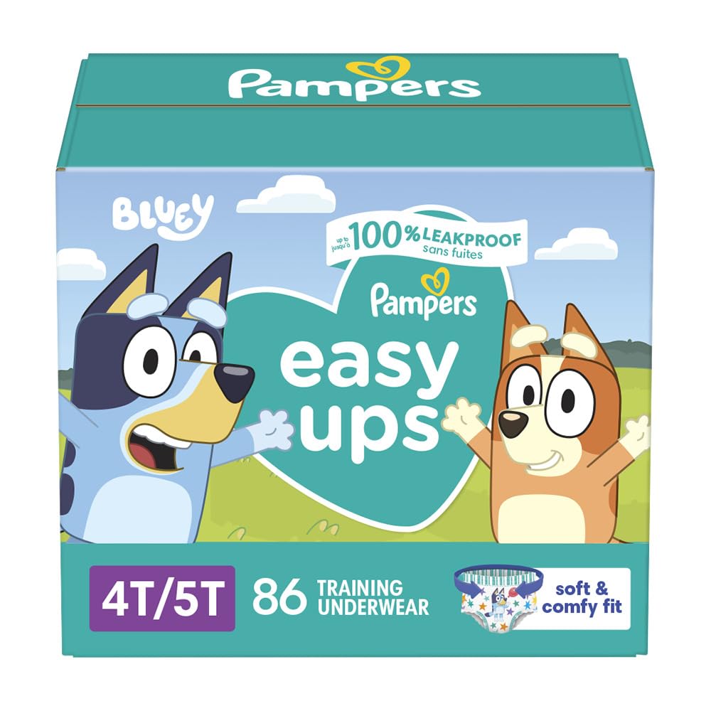Pampers Training Pants - Easy Ups Boys & Girls Bluey - Size 3T - 4T, 124 Count, Children's Potty Underwear (Packaging May Vary) - 7DAY'S