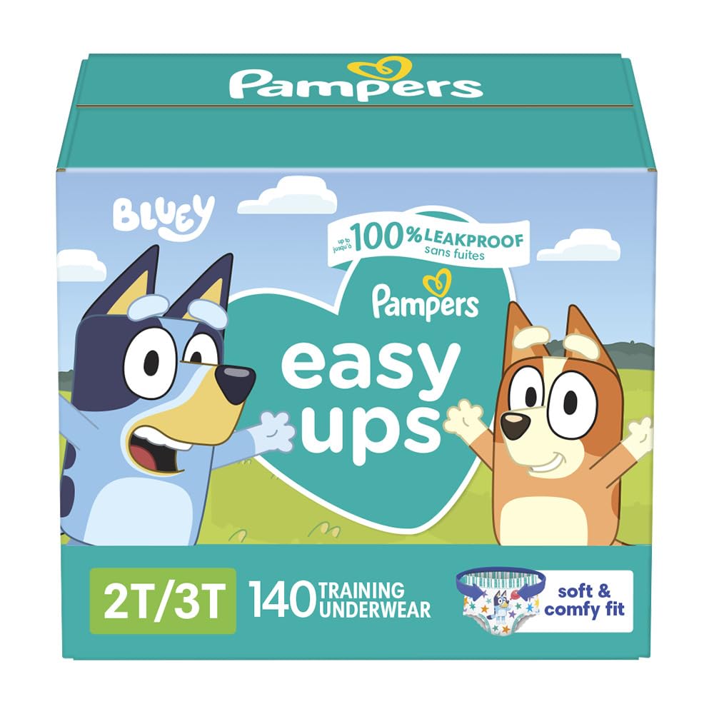 Pampers Training Pants - Easy Ups Boys & Girls Bluey - Size 3T - 4T, 124 Count, Children's Potty Underwear (Packaging May Vary) - 7DAY'S