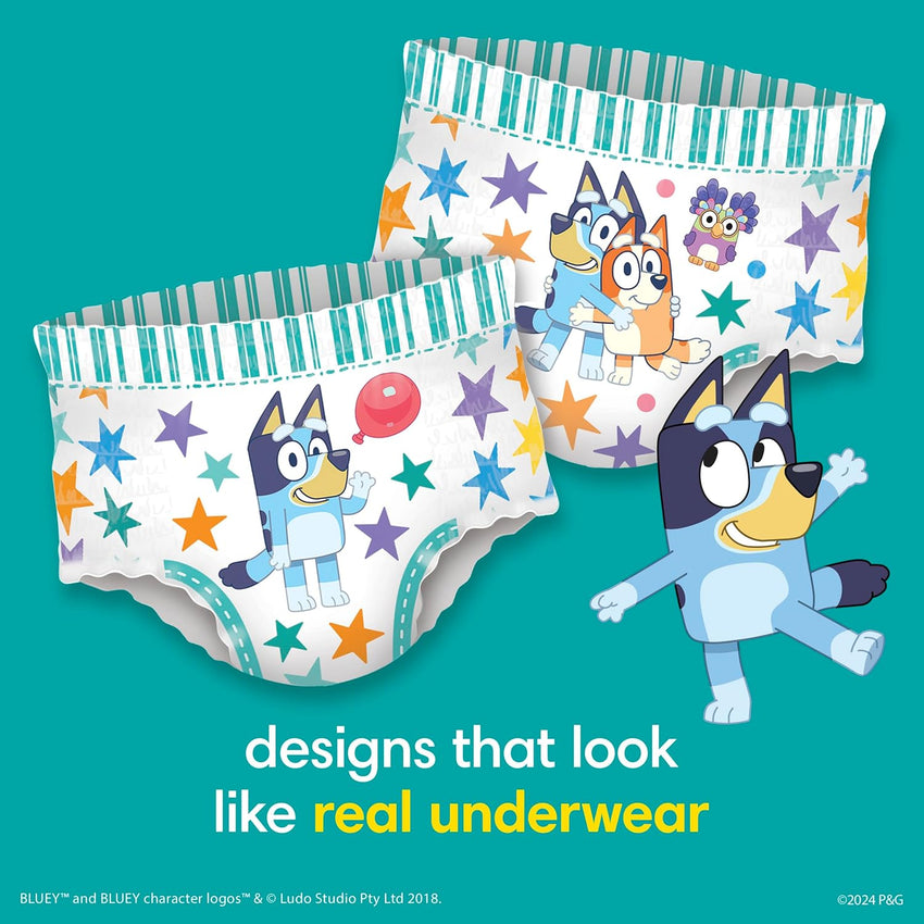 Pampers Training Pants - Easy Ups Boys & Girls Bluey - Size 3T - 4T, 124 Count, Children's Potty Underwear (Packaging May Vary) - 7DAY'S
