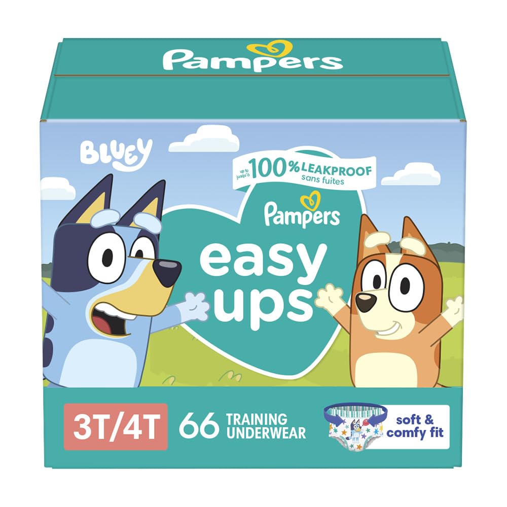 Pampers Training Pants - Easy Ups Boys & Girls Bluey - Size 3T - 4T, 124 Count, Children's Potty Underwear (Packaging May Vary) - 7DAY'S