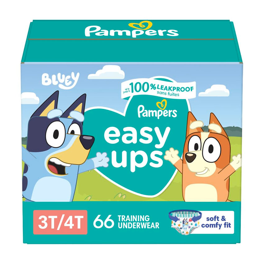 Pampers Training Pants - Easy Ups Boys & Girls Bluey - Size 3T - 4T, 124 Count, Children's Potty Underwear (Packaging May Vary) - 7DAY'S