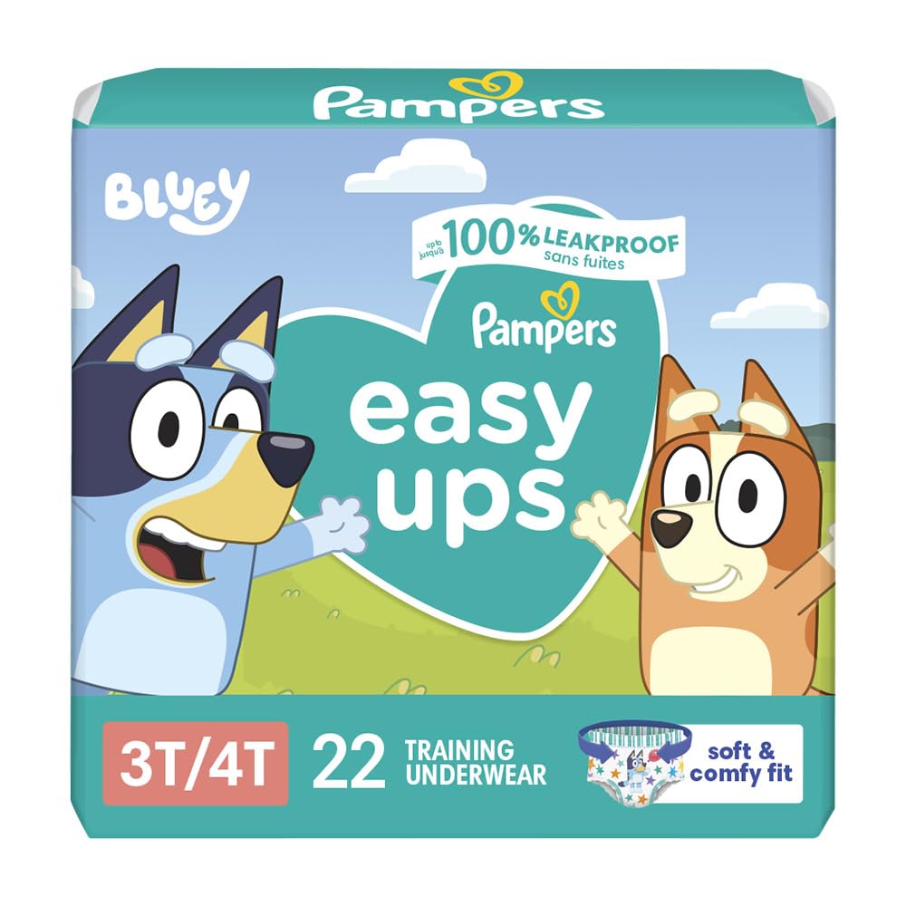 Pampers Training Pants - Easy Ups Boys & Girls Bluey - Size 3T - 4T, 124 Count, Children's Potty Underwear (Packaging May Vary) - 7DAY'S