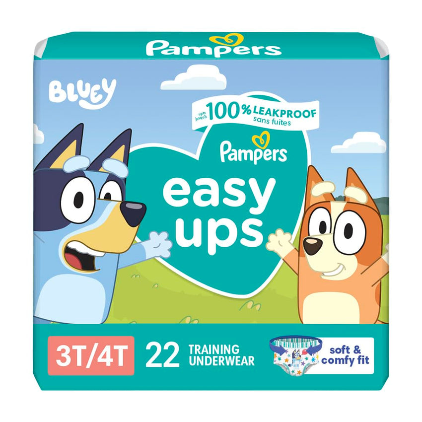 Pampers Training Pants - Easy Ups Boys & Girls Bluey - Size 3T - 4T, 124 Count, Children's Potty Underwear (Packaging May Vary) - 7DAY'S