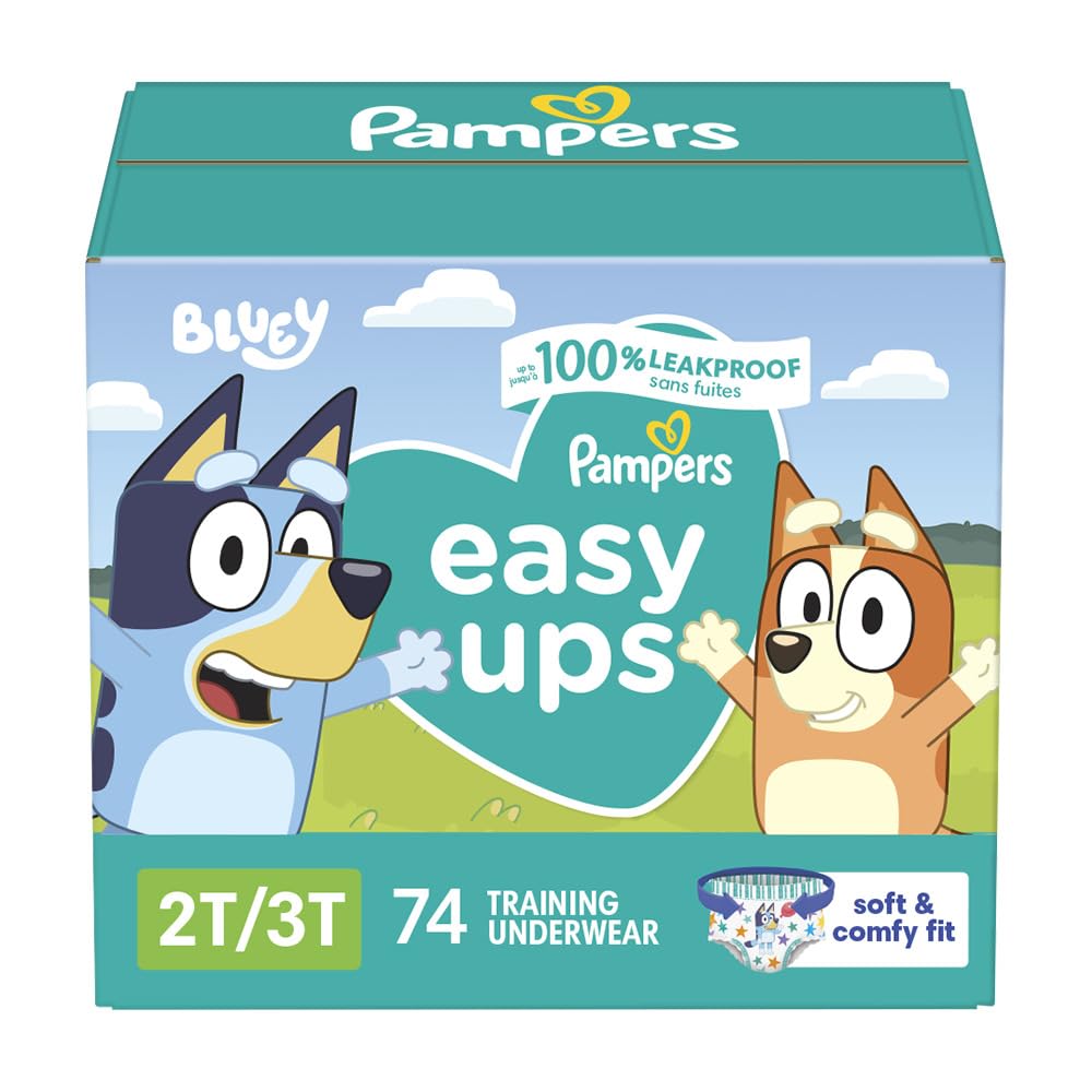 Pampers Training Pants - Easy Ups Boys & Girls Bluey - Size 3T - 4T, 124 Count, Children's Potty Underwear (Packaging May Vary) - 7DAY'S