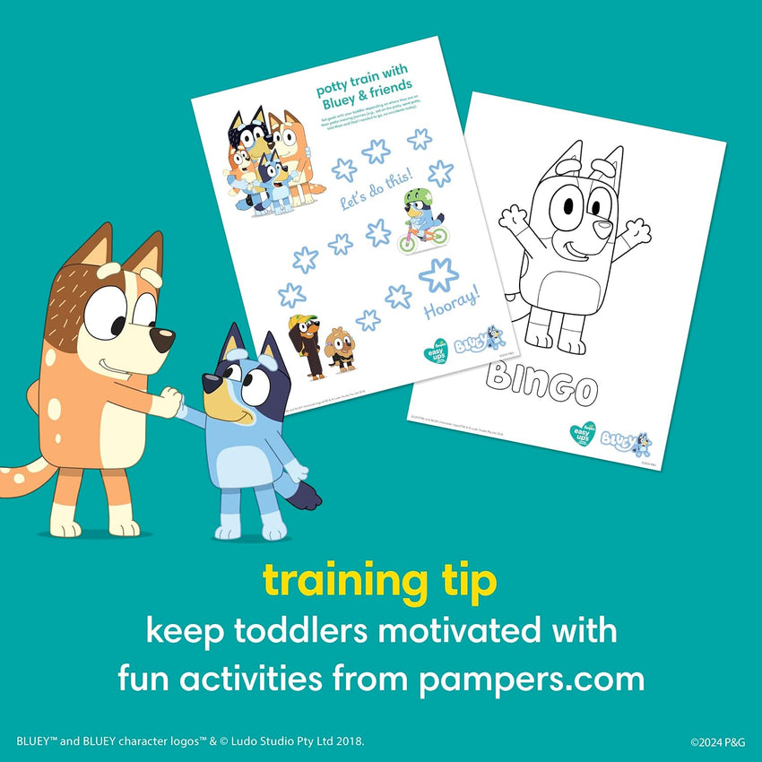 Pampers Training Pants - Easy Ups Boys & Girls Bluey - Size 3T - 4T, 124 Count, Children's Potty Underwear (Packaging May Vary) - 7DAY'S