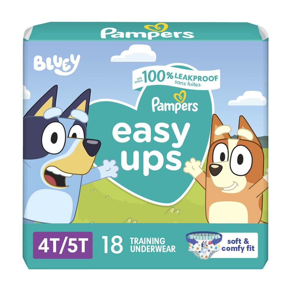 Pampers Training Pants - Easy Ups Boys & Girls Bluey - Size 3T - 4T, 124 Count, Children's Potty Underwear (Packaging May Vary) - 7DAY'S