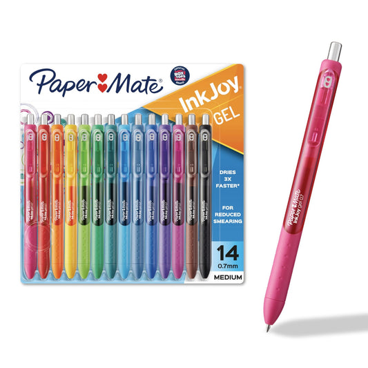 Paper Mate Colorful Gel Pens - InkJoy Gel Pens Assorted Medium Point (0.7). Perfect for Vibrant Colored Writing and Sketching with Paper Mate InkJoy 14 Count - 7DAY'S