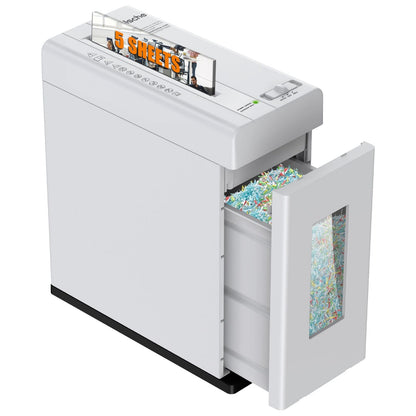 Paper Shredder, 5 - Sheet Micro Cut with 2.65 Gallons Bin, P - 5 High Security Level, 5 Munites Non - Stop Working Time, Compact Design Pull Out Basket with Jam Proof System for Home Office - 7DAY'S