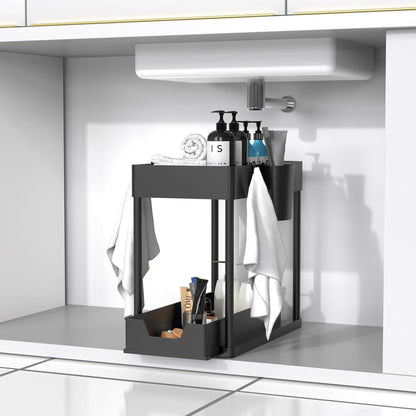 Paquete De 1 Organizador Debajo Del Fregadero, Organizadores De Gabinete De Baño, Cajón Deslizante De 2 Niveles Para Ganchos Para Colgar Tazas, Estante De Almacenamiento Multiusos Para Cocina Y - 7DAY'S