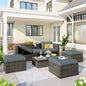 Patio Furniture Sets; 5 - Piece Patio Wicker Sofa with Adustable Backrest; Cushions; Ottomans and Lift Top Coffee Table - 7DAY'S