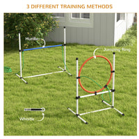 PawHut 5pc Dog Agility Training Equipment Set with Spray Water Tube, White - 7DAY'S