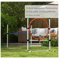 PawHut 5pc Dog Agility Training Equipment Set with Spray Water Tube, White - 7DAY'S