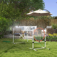 PawHut 5pc Dog Agility Training Equipment Set with Spray Water Tube, White - 7DAY'S
