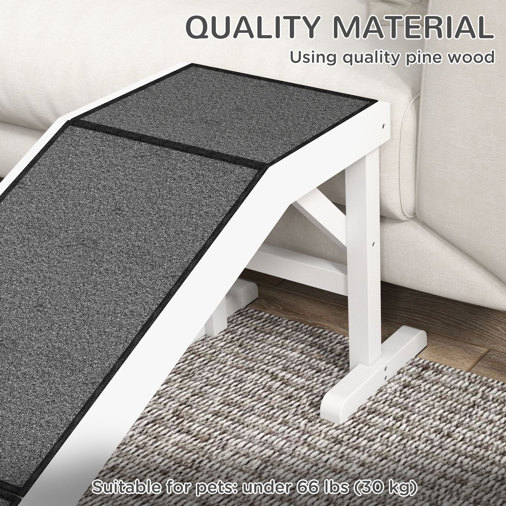 PawHut 60" Pet Ramp for Dogs & Cats, Non - Slip Carpet, Easy Access, White - 7DAY'S