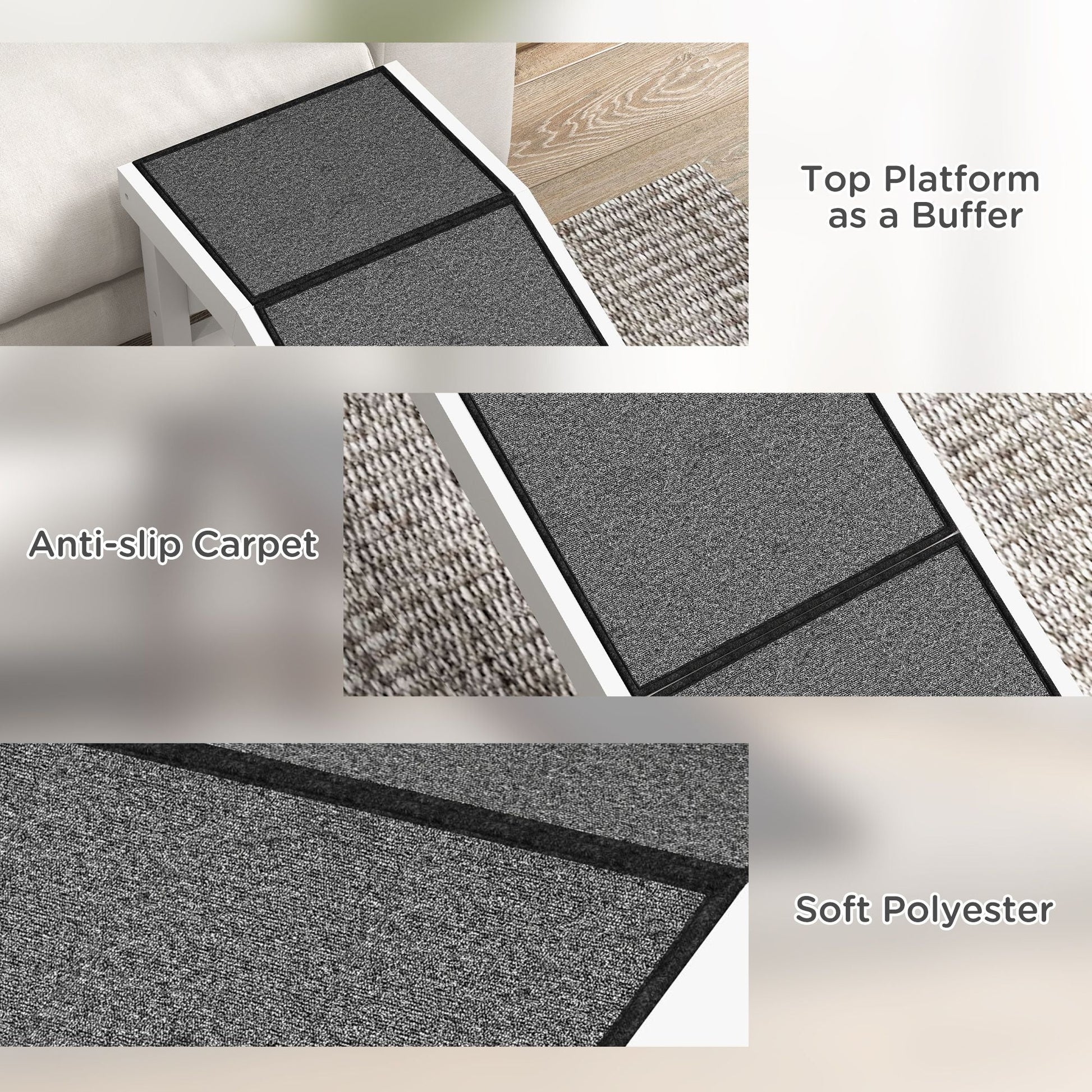 PawHut 60" Pet Ramp for Dogs & Cats, Non - Slip Carpet, Easy Access, White - 7DAY'S