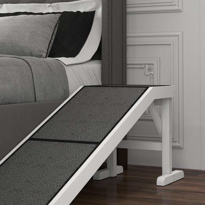 PawHut 60" Pet Ramp for Dogs & Cats, Non - Slip Carpet, Easy Access, White - 7DAY'S