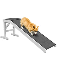 PawHut 60" Pet Ramp for Dogs & Cats, Non - Slip Carpet, Easy Access, White - 7DAY'S