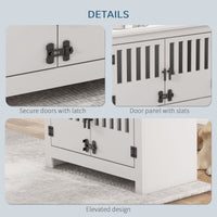 PawHut Dog Food Storage Cabinet with Bowls & Dog Feeding Station, White - 7DAY'S