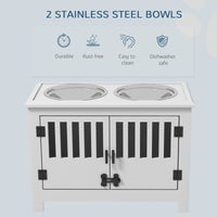 PawHut Dog Food Storage Cabinet with Bowls & Dog Feeding Station, White - 7DAY'S
