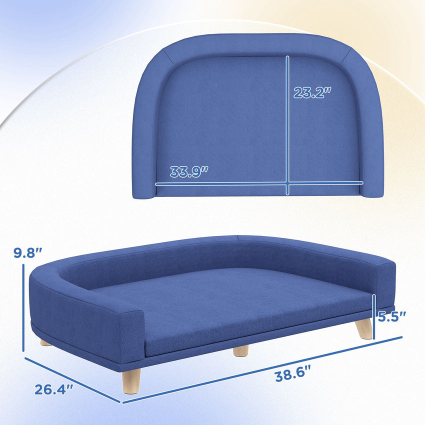 PawHut Dog Sofa Couch Bed with Washable Cushion for Large Dogs, Cats, Blue - 7DAY'S