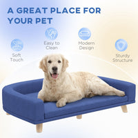 PawHut Dog Sofa Couch Bed with Washable Cushion for Large Dogs, Cats, Blue - 7DAY'S