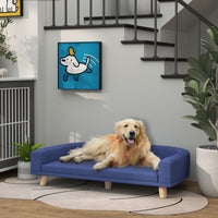 PawHut Dog Sofa Couch Bed with Washable Cushion for Large Dogs, Cats, Blue - 7DAY'S
