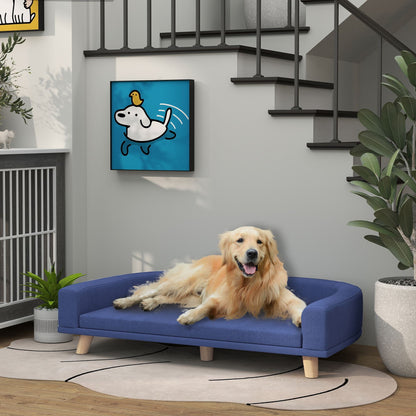 PawHut Dog Sofa Couch Bed with Washable Cushion for Large Dogs, Cats, Blue - 7DAY'S