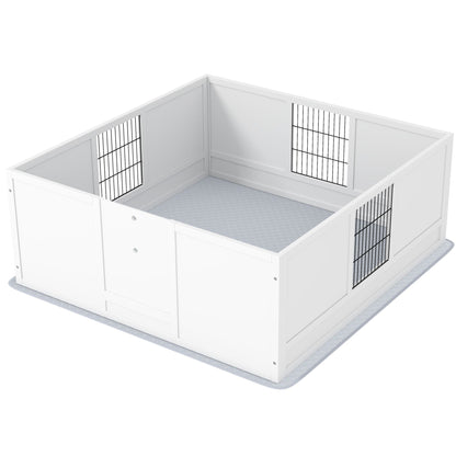 PawHut Dog Whelping Box with Washable Pee Pad, Adjustable Height Door, for Large Breed Dogs, 49" x 47" x 19" - 7DAY'S