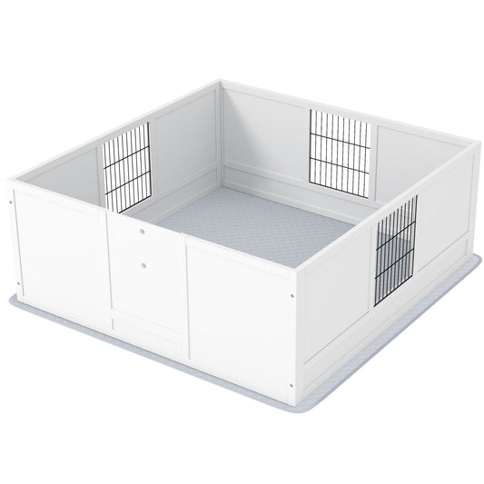 PawHut Dog Whelping Box with Washable Pee Pad, Adjustable Height Door, for Large Breed Dogs, 49" x 47" x 19" - 7DAY'S