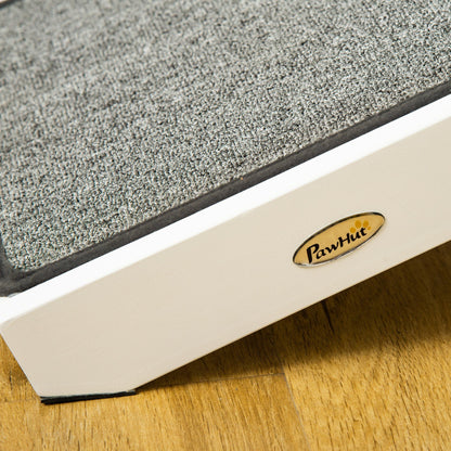 PawHut Pet Ramp for Dogs Non - slip Carpet Top Platform Pine Wood 74"L x 16"W x 25"H, Grey, White - 7DAY'S
