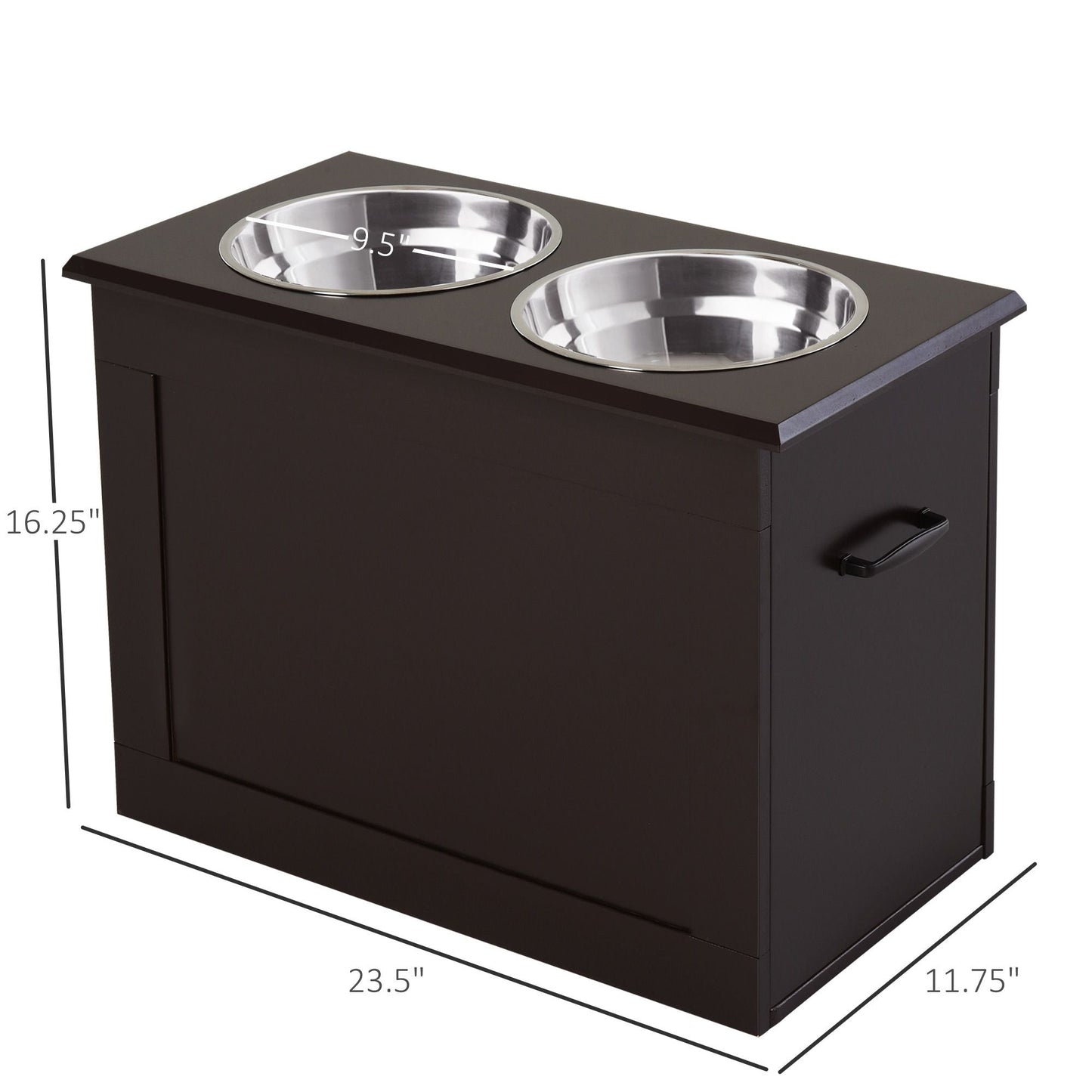 PawHut Raised Dog Feeding Station with 2 Stainless Steel Bowls Storage Large Pets Dark Brown - 7DAY'S