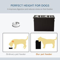 PawHut Raised Dog Feeding Station with 2 Stainless Steel Bowls Storage Large Pets Dark Brown - 7DAY'S