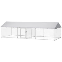 PawHut Two Room Outdoor Dog Kennel, Dog Run with Roof, Waterproof UV - Resistant Cover, Secure Lock, 19.7' x 7.5' x 5.2' - 7DAY'S