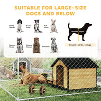 PawHut Two Room Outdoor Dog Kennel, Dog Run with Roof, Waterproof UV - Resistant Cover, Secure Lock, 19.7' x 7.5' x 5.2' - 7DAY'S