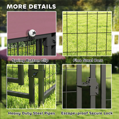 PawHut Welded Wire Outdoor Dog Kennel with 360° Rotating & 4 Levels Adjustable Bowls, Waterproof Cover, 4.6' x 4.6' x 5' - 7DAY'S