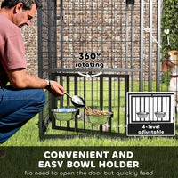 PawHut Welded Wire Outdoor Dog Kennel with 360° Rotating & 4 Levels Adjustable Bowls, Waterproof Cover, 4.6' x 4.6' x 5' - 7DAY'S