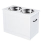 PawHut White Raised Pet Dining Station with Food Storage and Steel Bowls for Big Pups - 7DAY'S