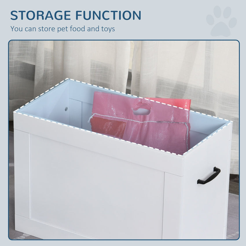 PawHut White Raised Pet Dining Station with Food Storage and Steel Bowls for Big Pups - 7DAY'S