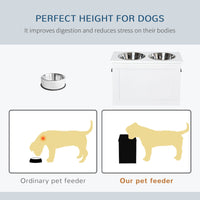 PawHut White Raised Pet Dining Station with Food Storage and Steel Bowls for Big Pups - 7DAY'S