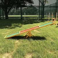 PawHut Wooden Dog Agility Seesaw, Training and Exercise Equipment, Weather Resistant, 71" L, Natural - 7DAY'S