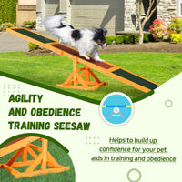 PawHut Wooden Dog Agility Seesaw, Training and Exercise Equipment, Weather Resistant, 71" L, Natural - 7DAY'S