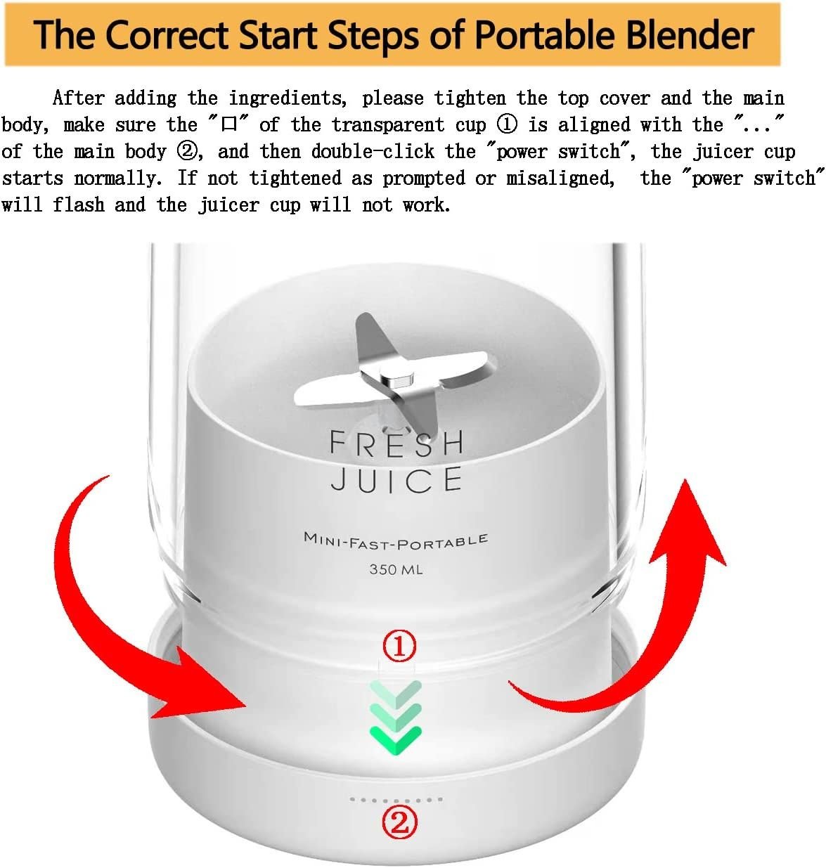 Personal Size Blender; Portable Blender; Battery Powered USB Blender - 7DAY'S