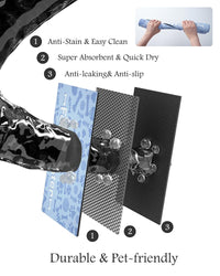 Pet Feeding Mat - Absorbent Dog Mat for Food and Water Bowl - No Stains Quick Dry Dog Water Dispenser Mat - Dog Accessories Pet Supplies - Dog Water Bowl for Messy Drinkers - 7DAY'S