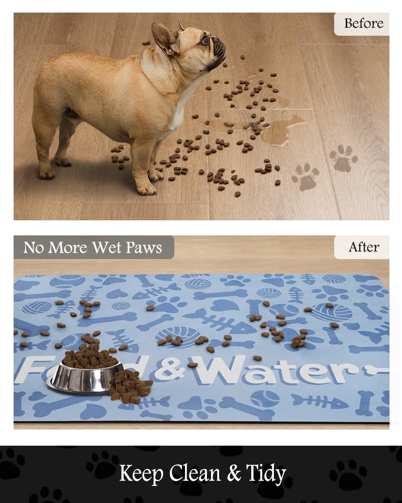 Pet Feeding Mat - Absorbent Dog Mat for Food and Water Bowl - No Stains Quick Dry Dog Water Dispenser Mat - Dog Accessories Pet Supplies - Dog Water Bowl for Messy Drinkers - 7DAY'S