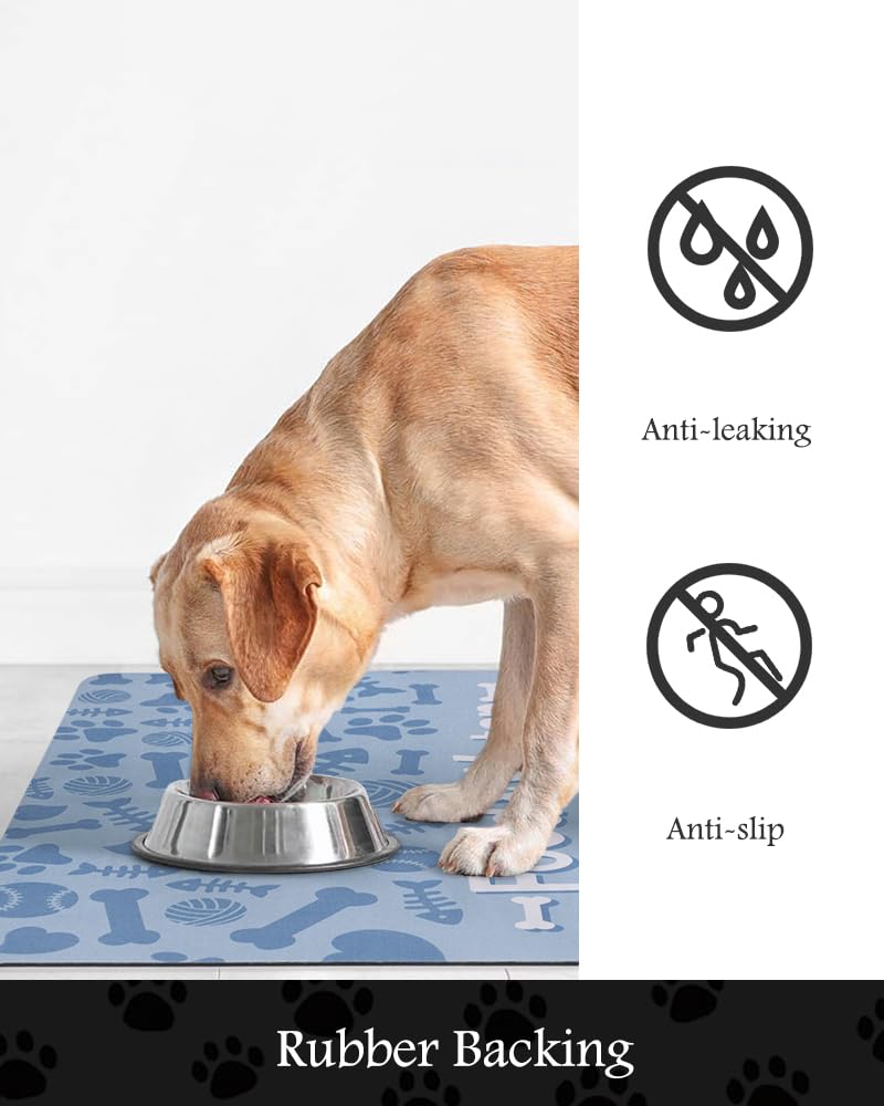 Pet Feeding Mat - Absorbent Dog Mat for Food and Water Bowl - No Stains Quick Dry Dog Water Dispenser Mat - Dog Accessories Pet Supplies - Dog Water Bowl for Messy Drinkers - 7DAY'S