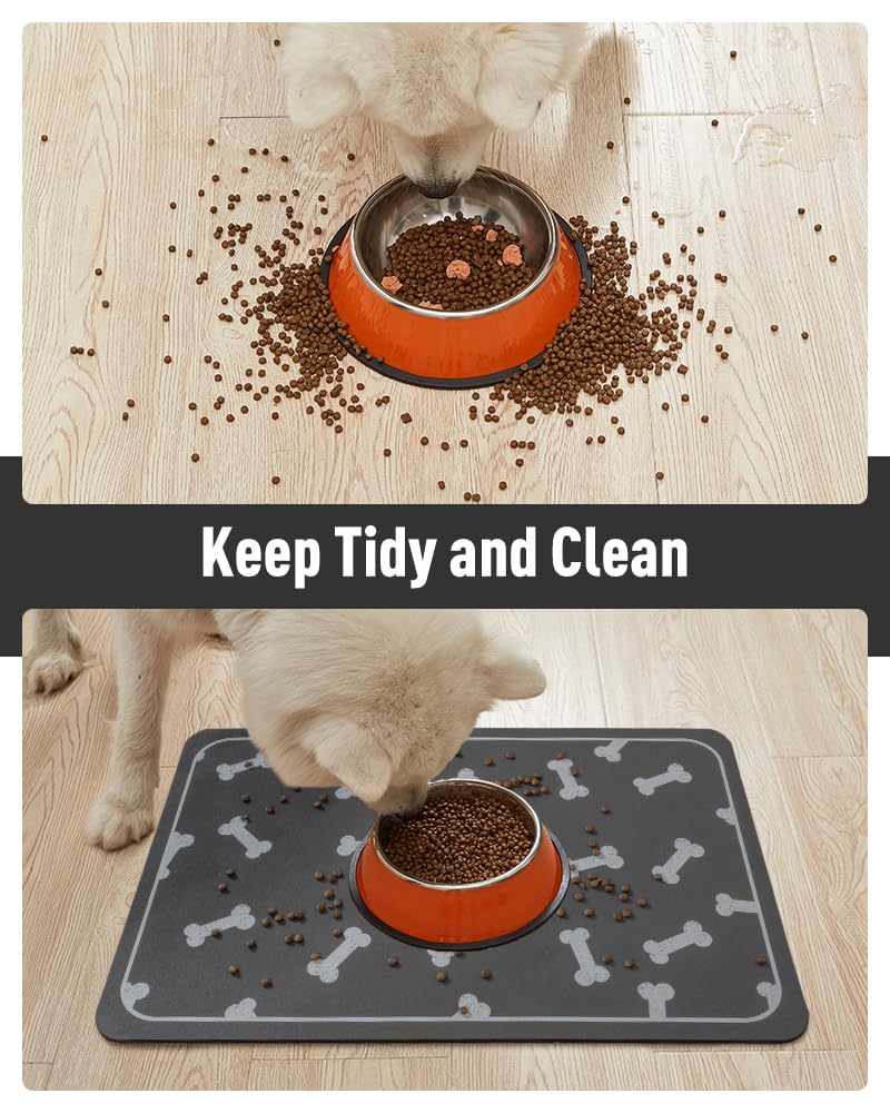 Pet Feeding Mat for Food and Water Bowl - No Stains Easy Clean Dog Food Quick Dry DogMat - Puppy Supplies Dog Water Bowl Mats - 7DAY'S