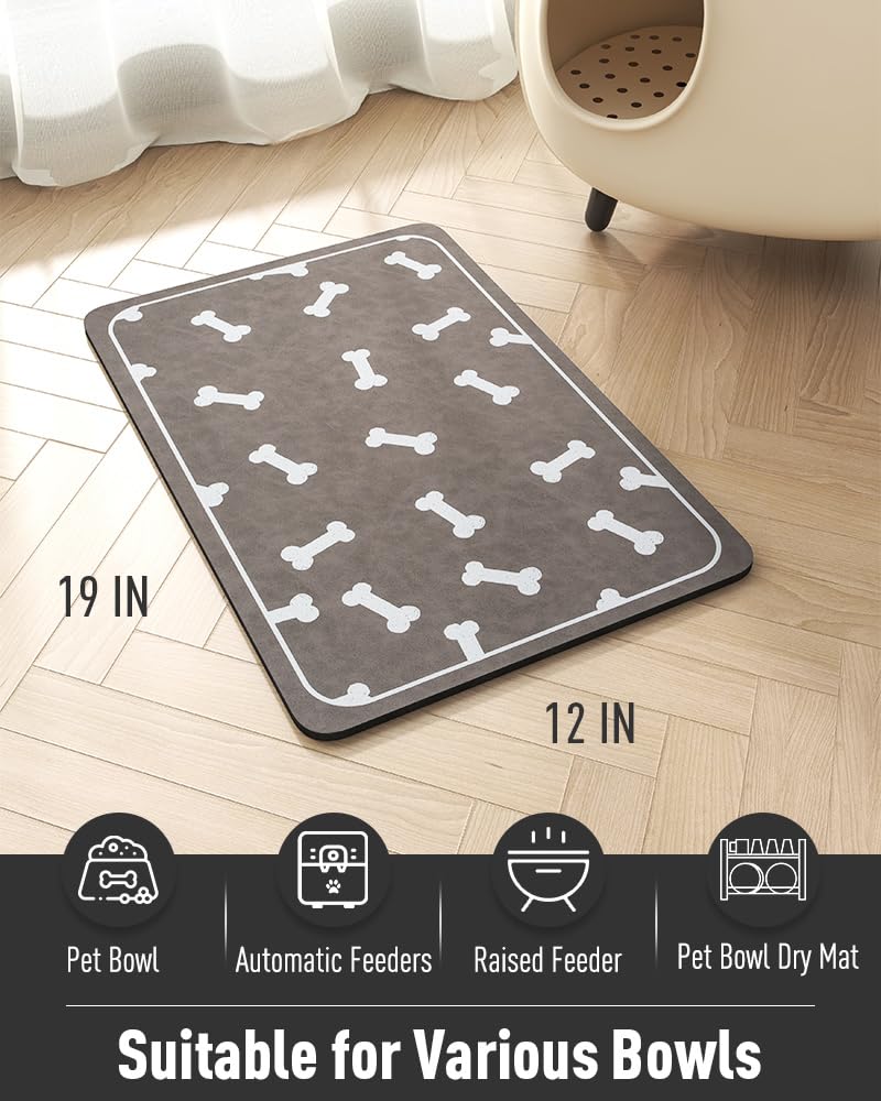 Pet Feeding Mat for Food and Water Bowl - No Stains Easy Clean Dog Food Quick Dry DogMat - Puppy Supplies Dog Water Bowl Mats - 7DAY'S