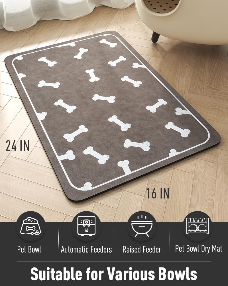 Pet Feeding Mat for Food and Water Bowl - No Stains Easy Clean Dog Food Quick Dry DogMat - Puppy Supplies Dog Water Bowl Mats - 7DAY'S