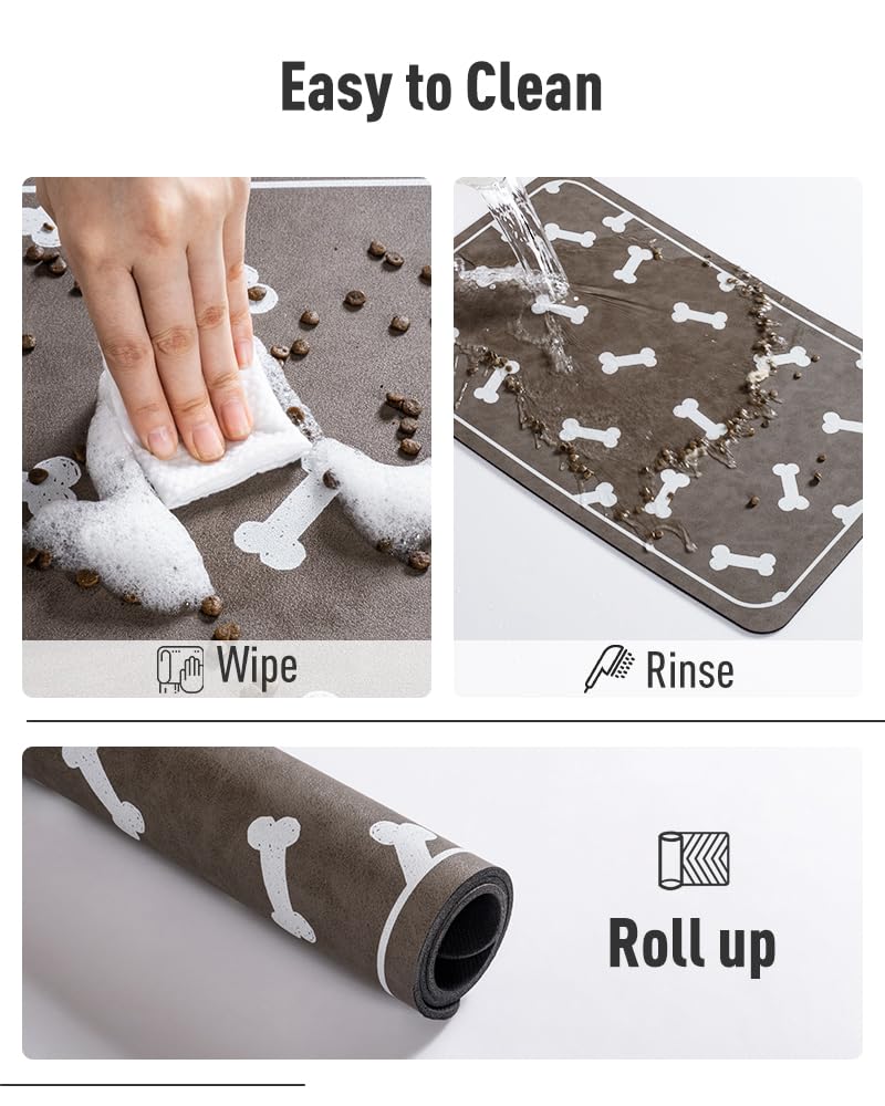 Pet Feeding Mat for Food and Water Bowl - No Stains Easy Clean Dog Food Quick Dry DogMat - Puppy Supplies Dog Water Bowl Mats - 7DAY'S