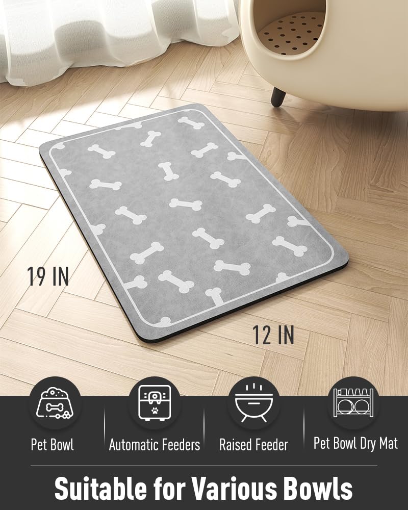 Pet Feeding Mat for Food and Water Bowl - No Stains Easy Clean Dog Food Quick Dry DogMat - Puppy Supplies Dog Water Bowl Mats - 7DAY'S